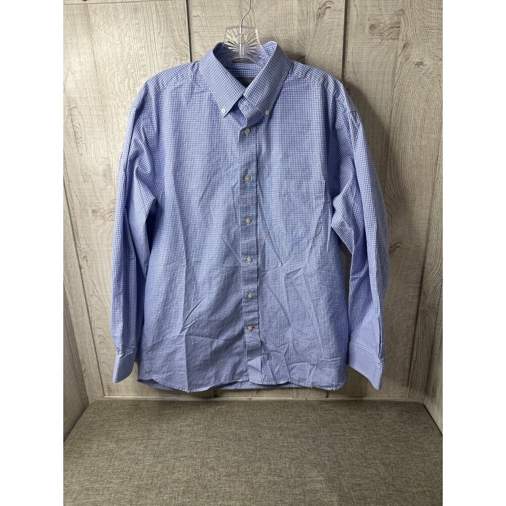 Daniel Cremieux Mens Signature Collection Blue Gingham Button-Down Shirt Medium